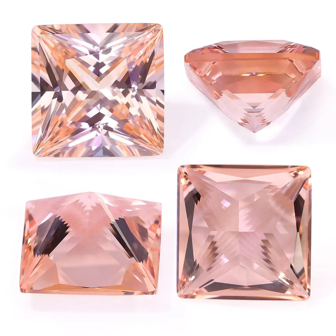 Princess Cut Orange Morganite Loose Gemston