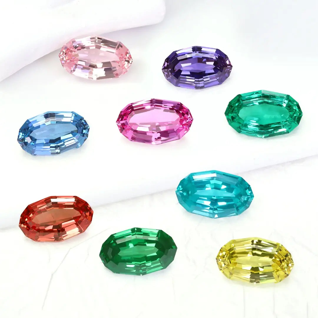 Oval Step Cut Fancy Gemstone Mix | Colombian Emerald, Zambian Emerald, Paraiba