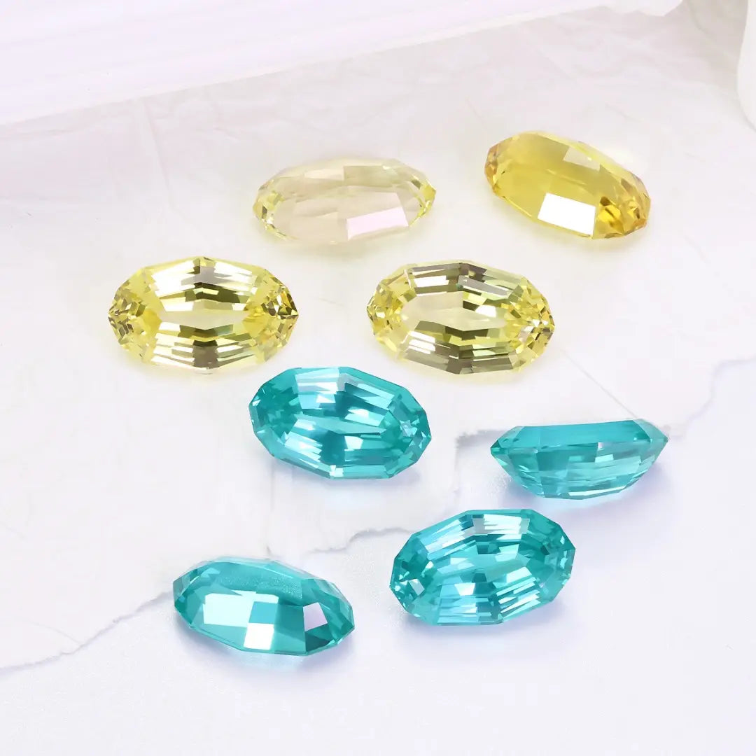 Oval Step Cut Fancy Gemstone Mix | Colombian Emerald, Zambian Emerald, Paraiba