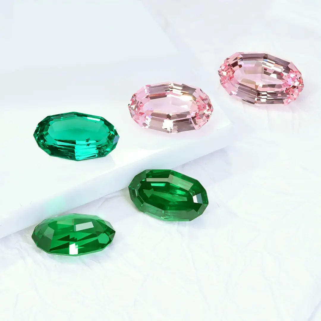 Oval Step Cut Fancy Gemstone Mix | Colombian Emerald, Zambian Emerald, Paraiba