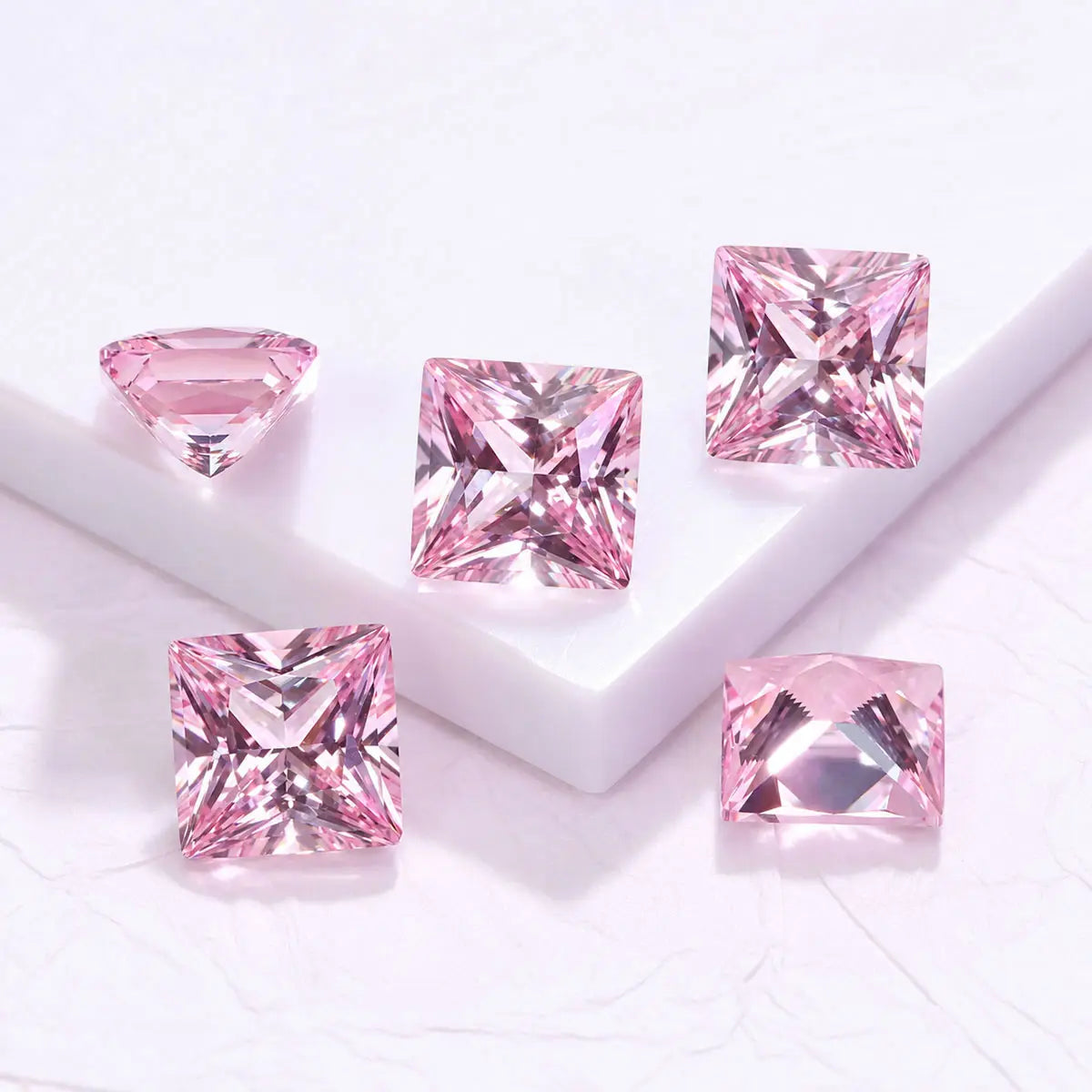 Princess Cut Pink Morganite Loose Gemstone