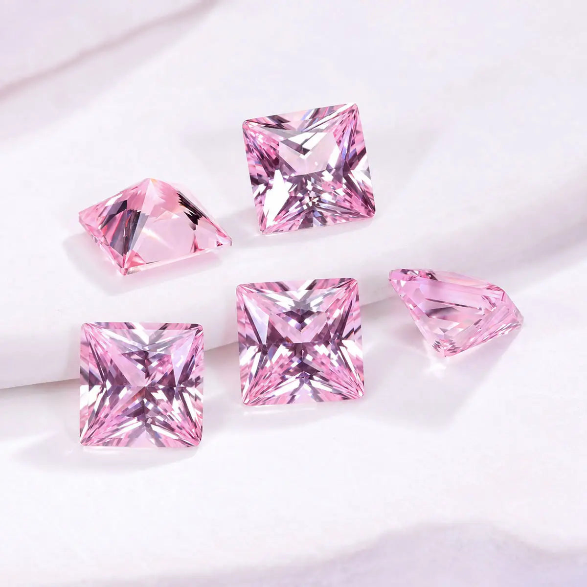 Princess Cut Pink Morganite Loose Gemstone