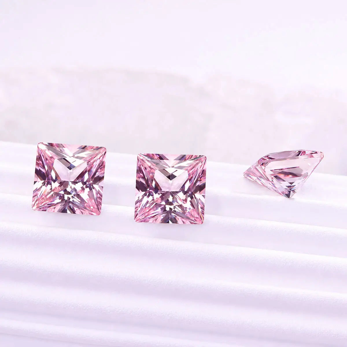 Princess Cut Pink Morganite Loose Gemstone