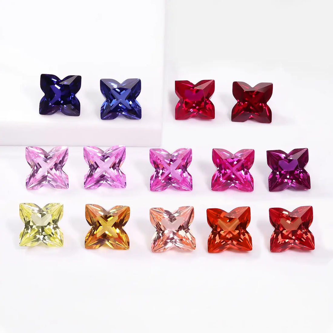 Four-Leaf Clover Precision Cut Gemstone Mix | Emerald & Paraiba Loose Gems