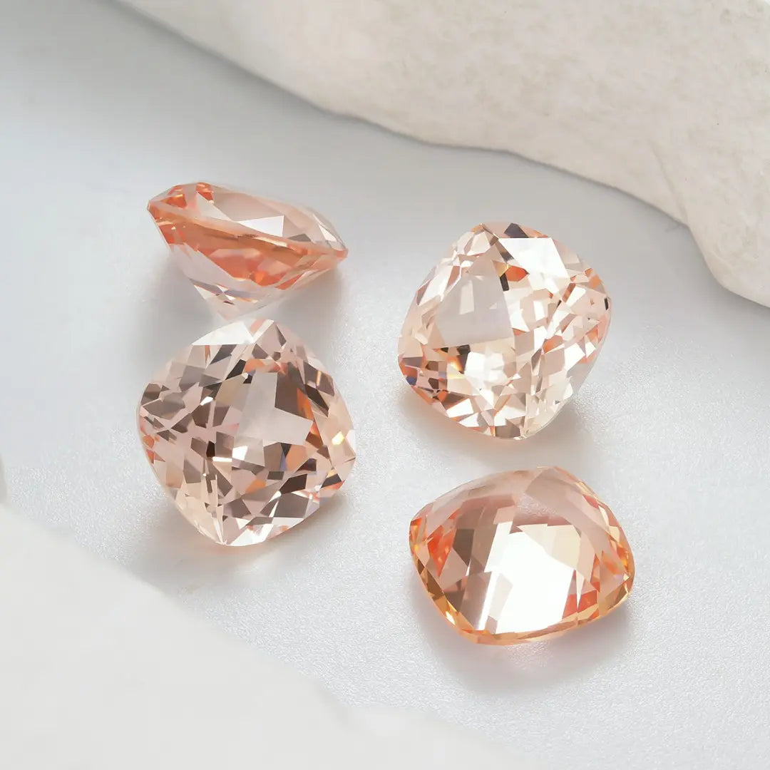Fat Square Orange Morganite Loose Gemstone
