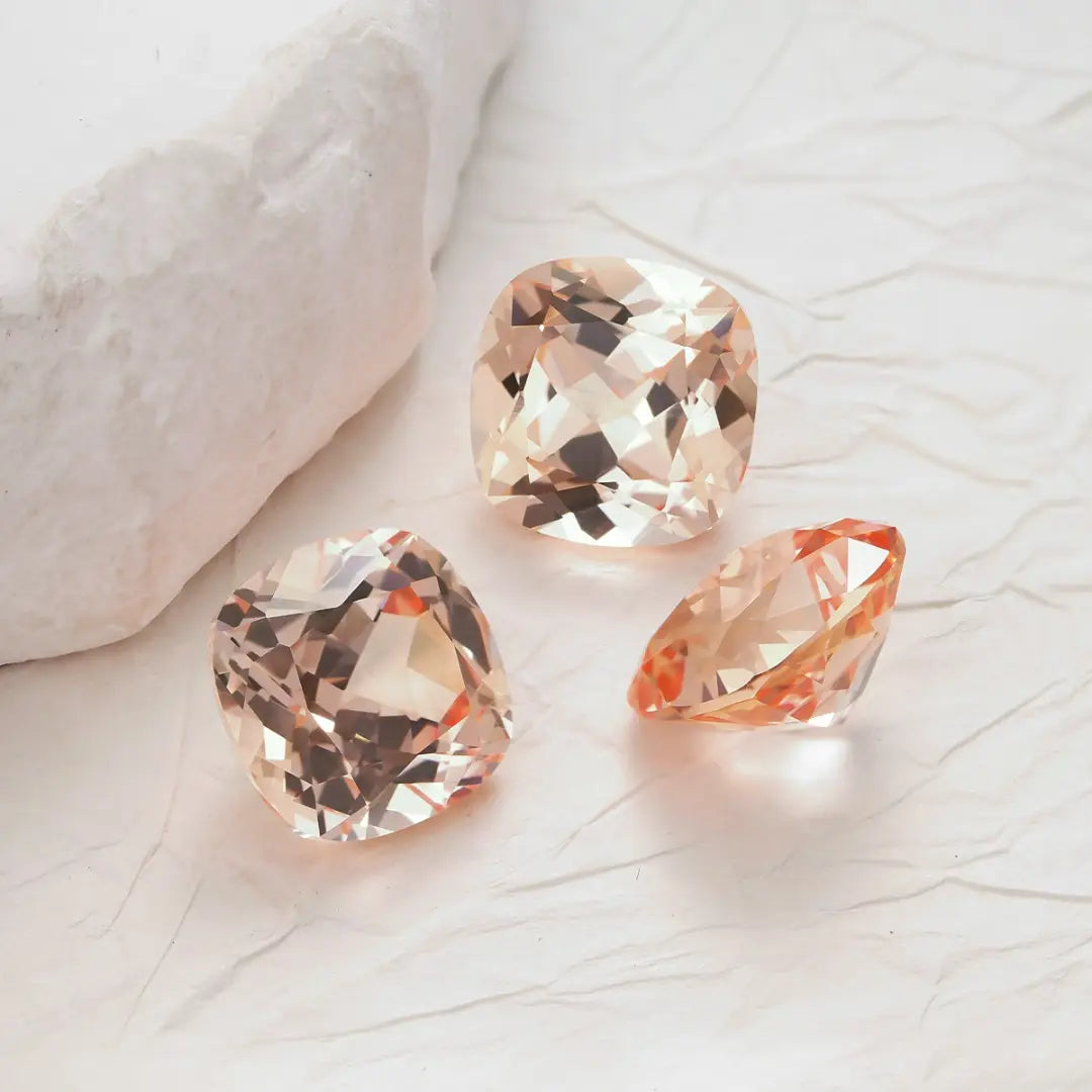 Fat Square Orange Morganite Loose Gemstone