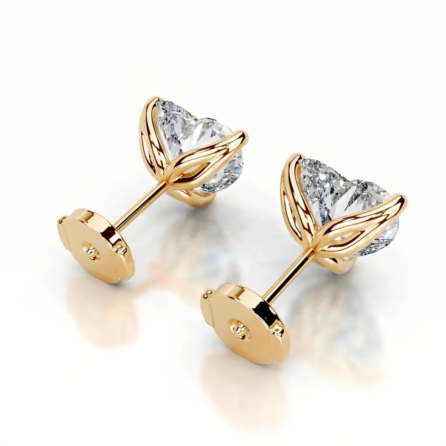 1CT Moissanite Stud Earrings | Tulip Four-Prong S925 Silver 18K Gold Plated