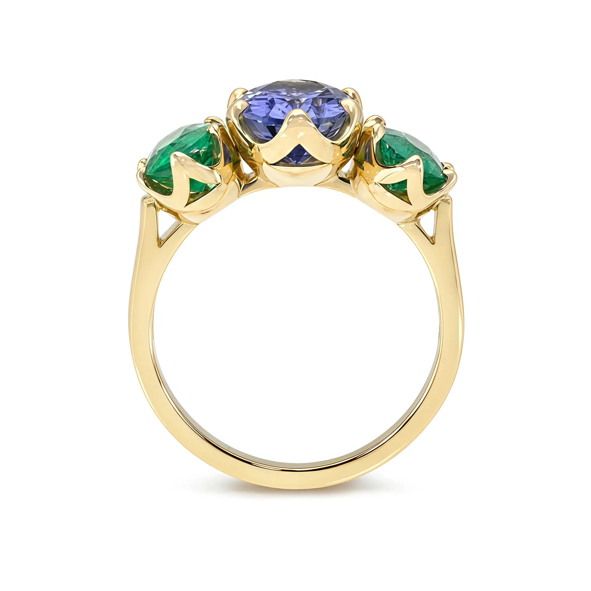 Luxury Three Stone Engagement Ring| 2CT Oval Egg Shape Moissanite| 18K Gold Plated S925 Sterling Silver