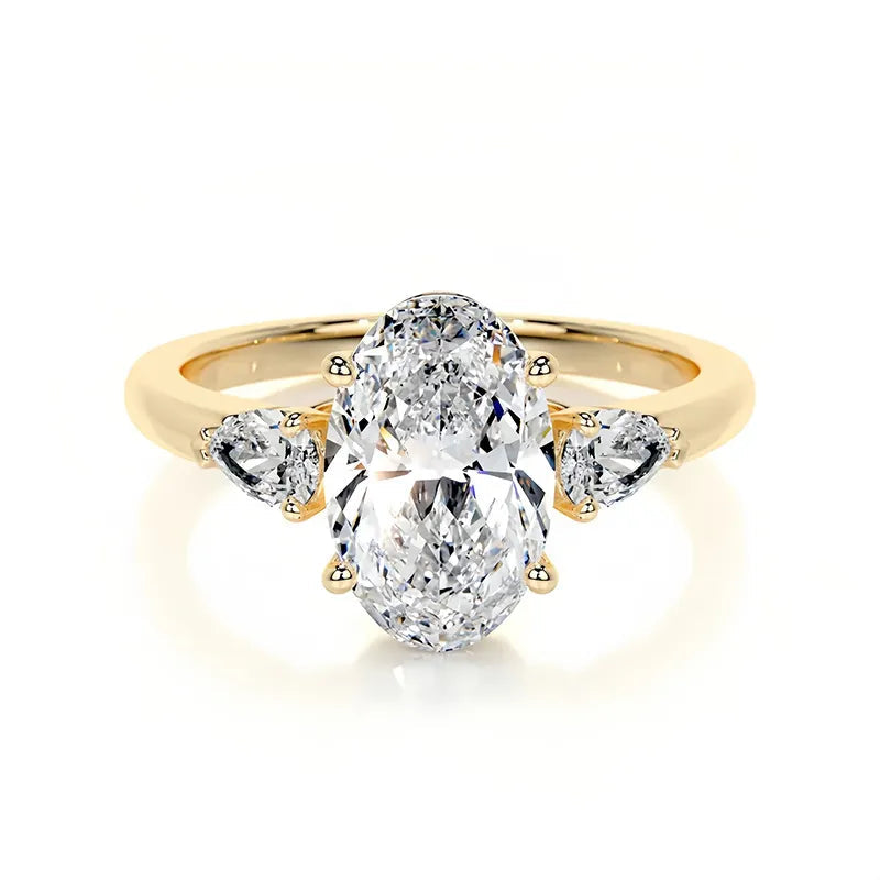 Luxury Large Carat Three Stone Moissanite Wedding Ring