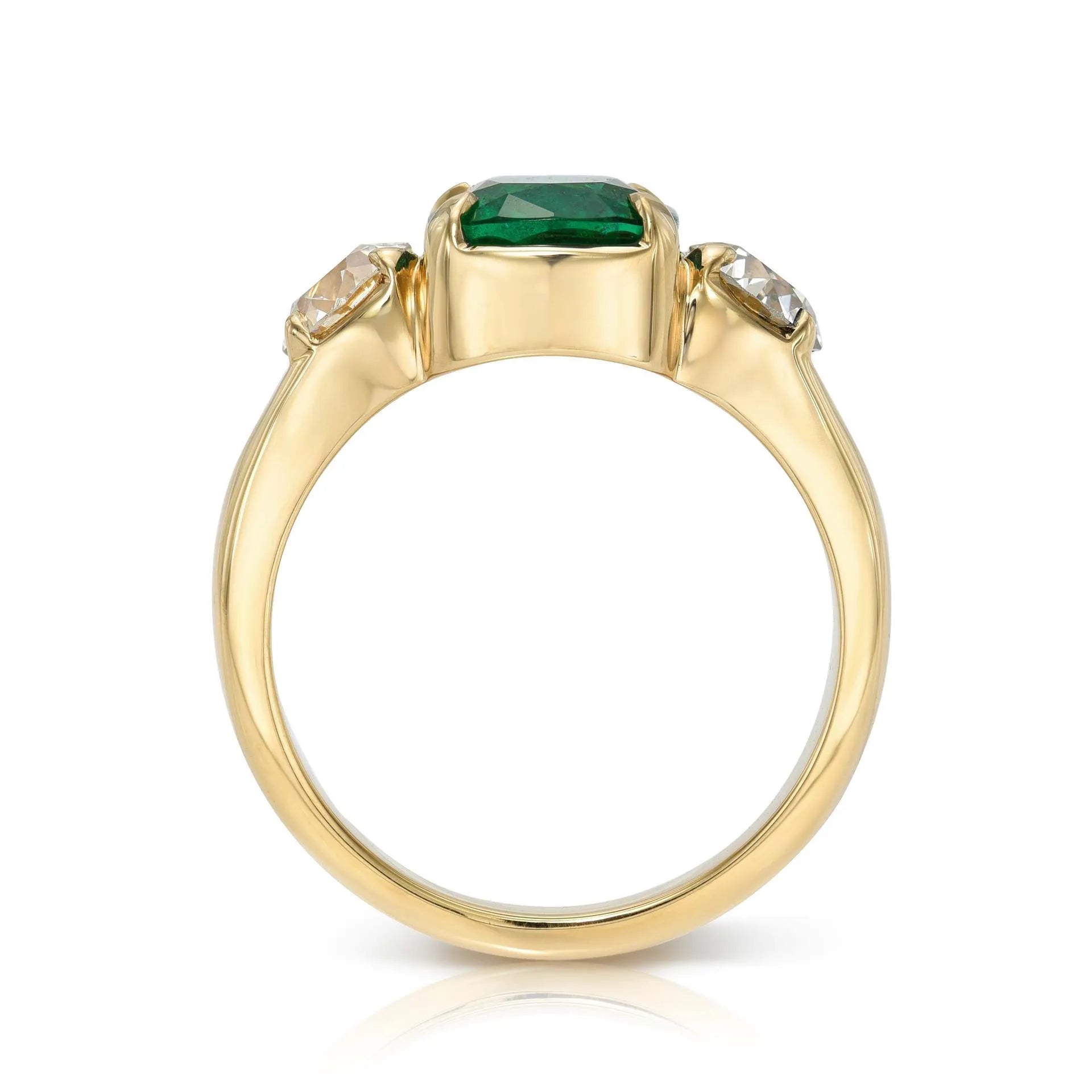 Luxury Lab Grown Emerald & Blue Sapphire Color Gemstone Ring| 18K Gold Plated S925 Sterling Silver