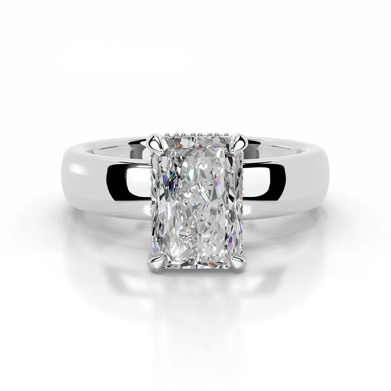 Luxury Wide Band 2CT Moissanite Wedding Ring| S925 Sterling Silver Plated 18K Gold Elegant Daily Jewelry