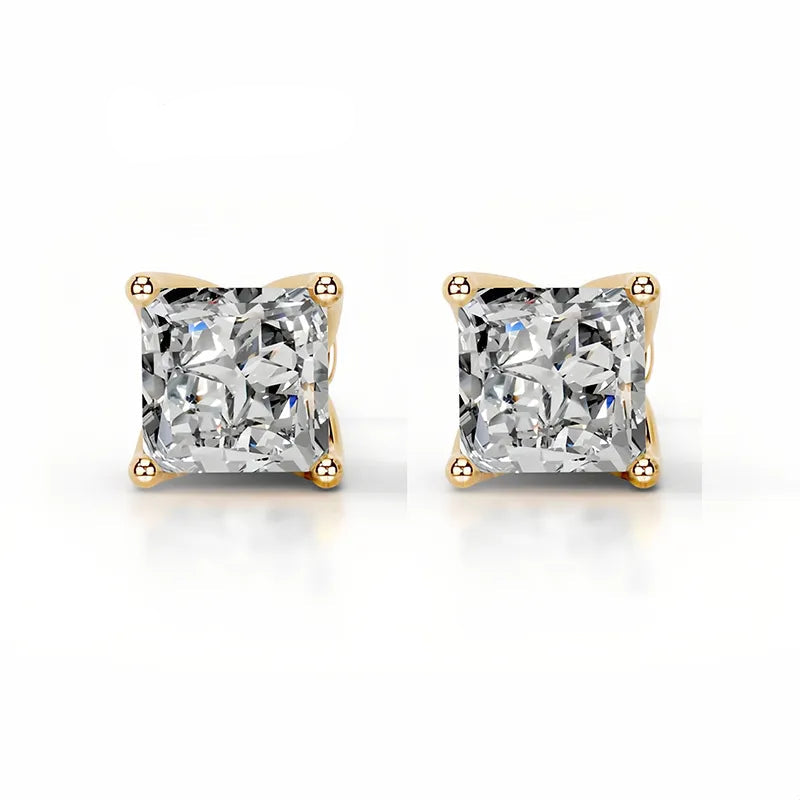 1CT Moissanite Stud Earrings | Tulip Four-Prong S925 Silver 18K Gold Plated