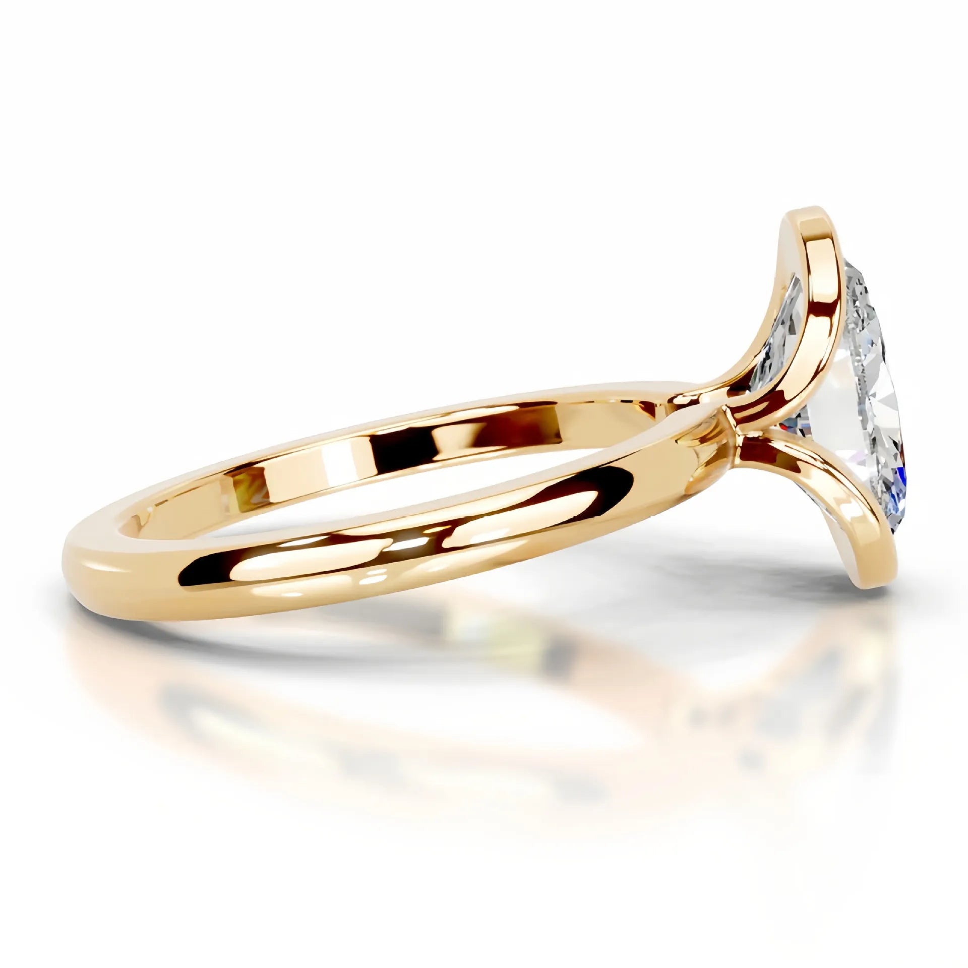18K Gold Plated S925 Silver Half Bezel D Color 2CT Moissanite Wedding Ring