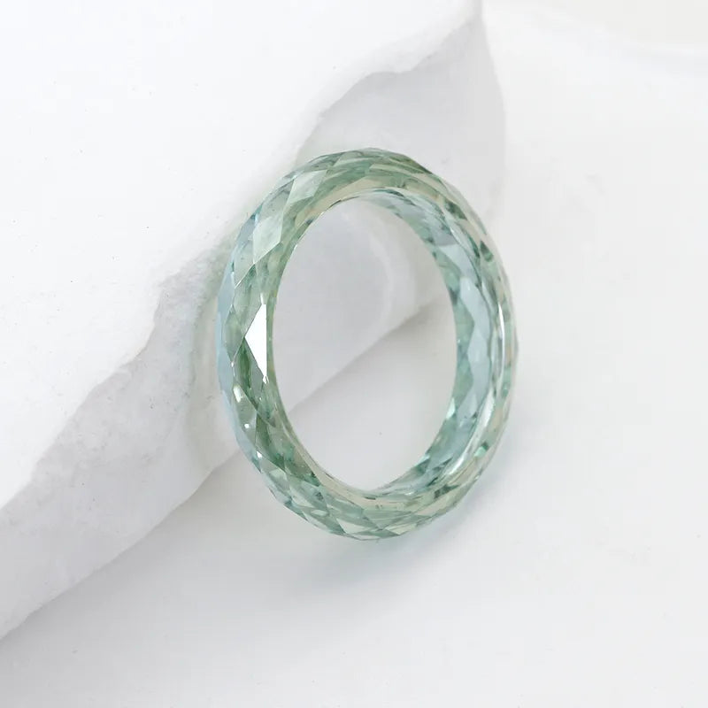 Multi-Color Faceted Moissanite Ring White & Green Moissanite Fashion Band| Customizable Gemstone Jewelry For Men Women