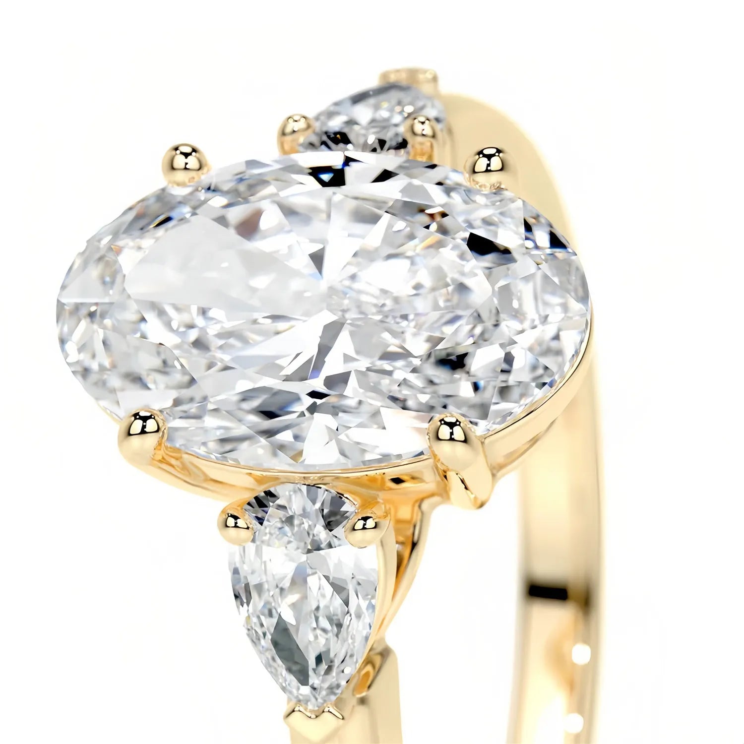 Luxury Large Carat Three Stone Moissanite Wedding Ring