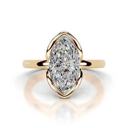 18K Gold Plated S925 Silver Half Bezel D Color 2CT Moissanite Wedding Ring