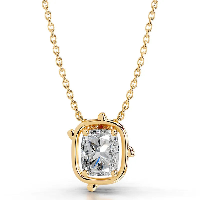 Minimalist 2CT Multi-Cut Moissanite Clavicle Necklace| S925 Silver Pendant With 6 Shapes Optional