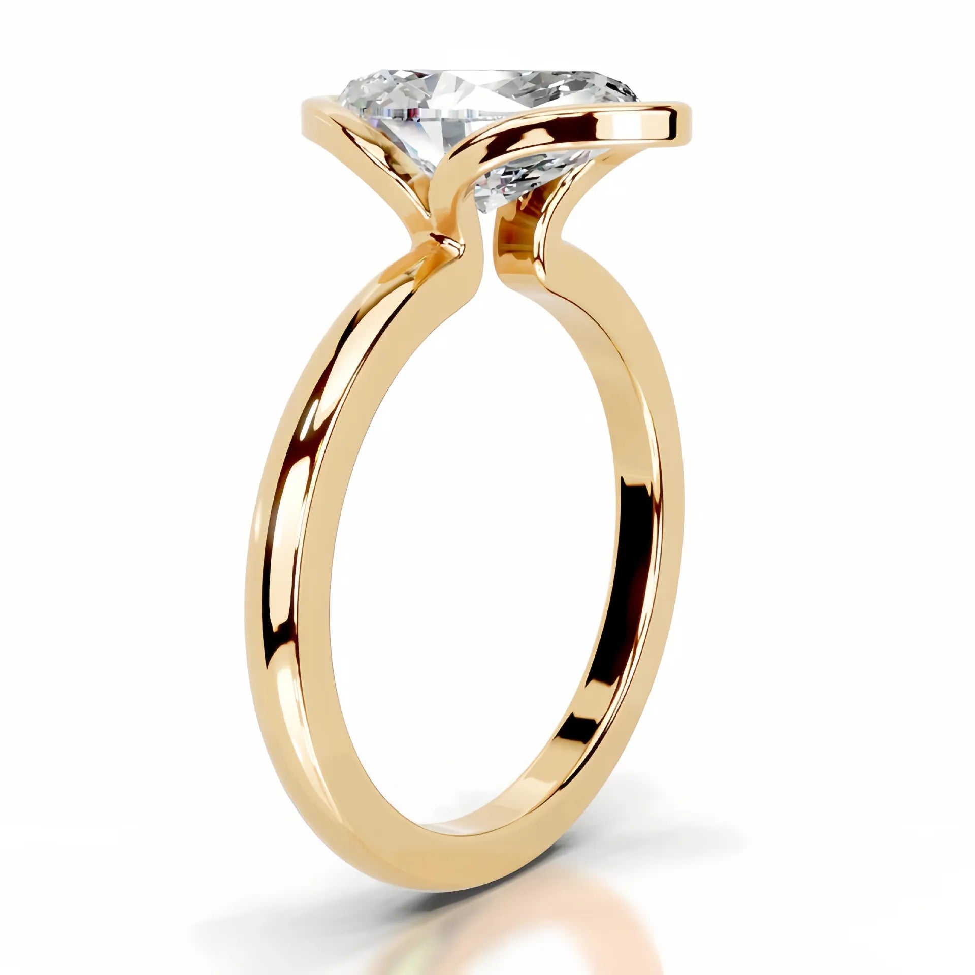 18K Gold Plated S925 Silver Half Bezel D Color 2CT Moissanite Wedding Ring