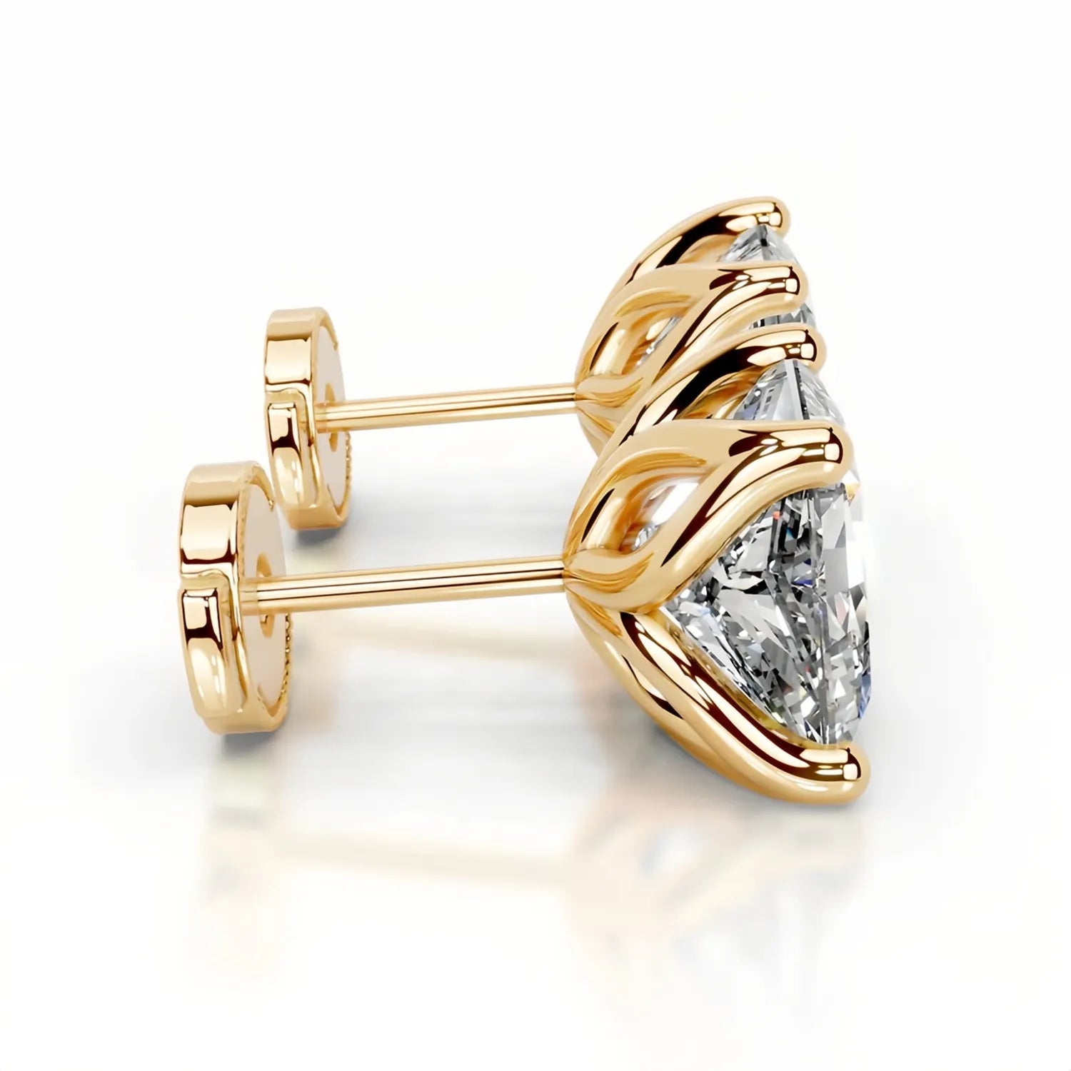 1CT Moissanite Stud Earrings | Tulip Four-Prong S925 Silver 18K Gold Plated