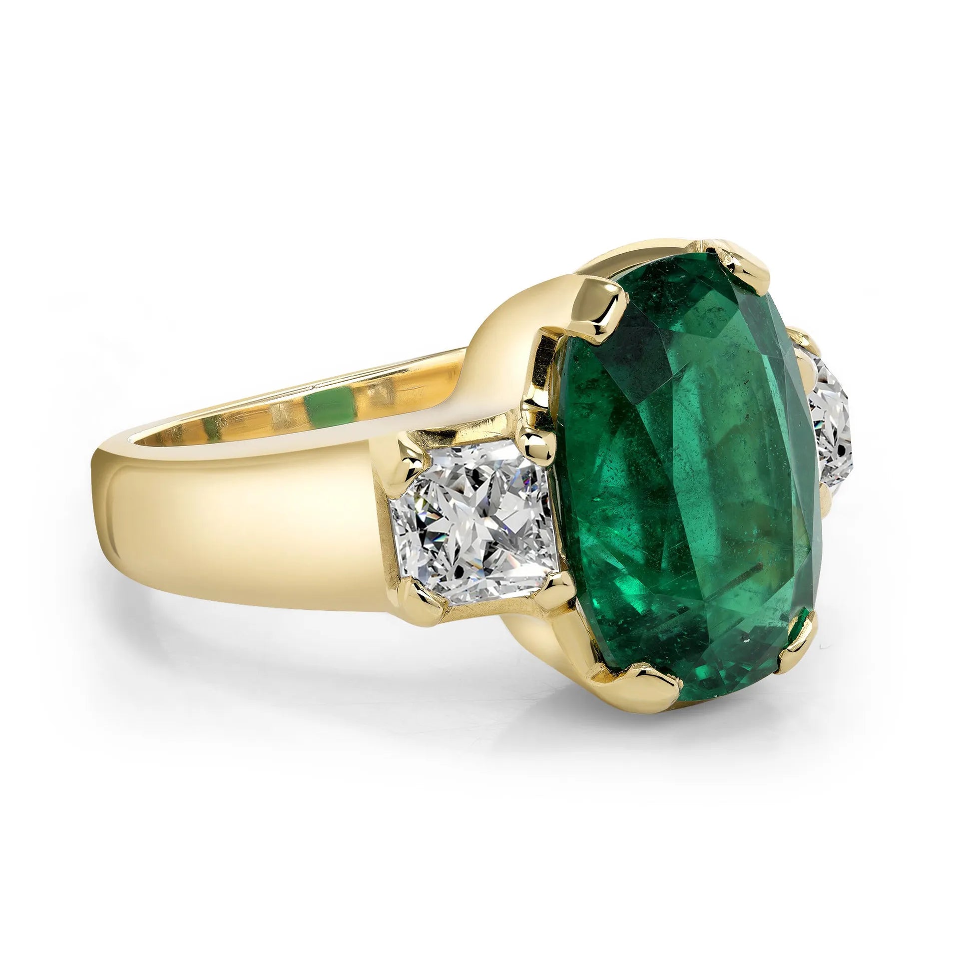 Luxury Lab Grown Emerald & Blue Sapphire Color Gemstone Ring| 18K Gold Plated S925 Sterling Silver