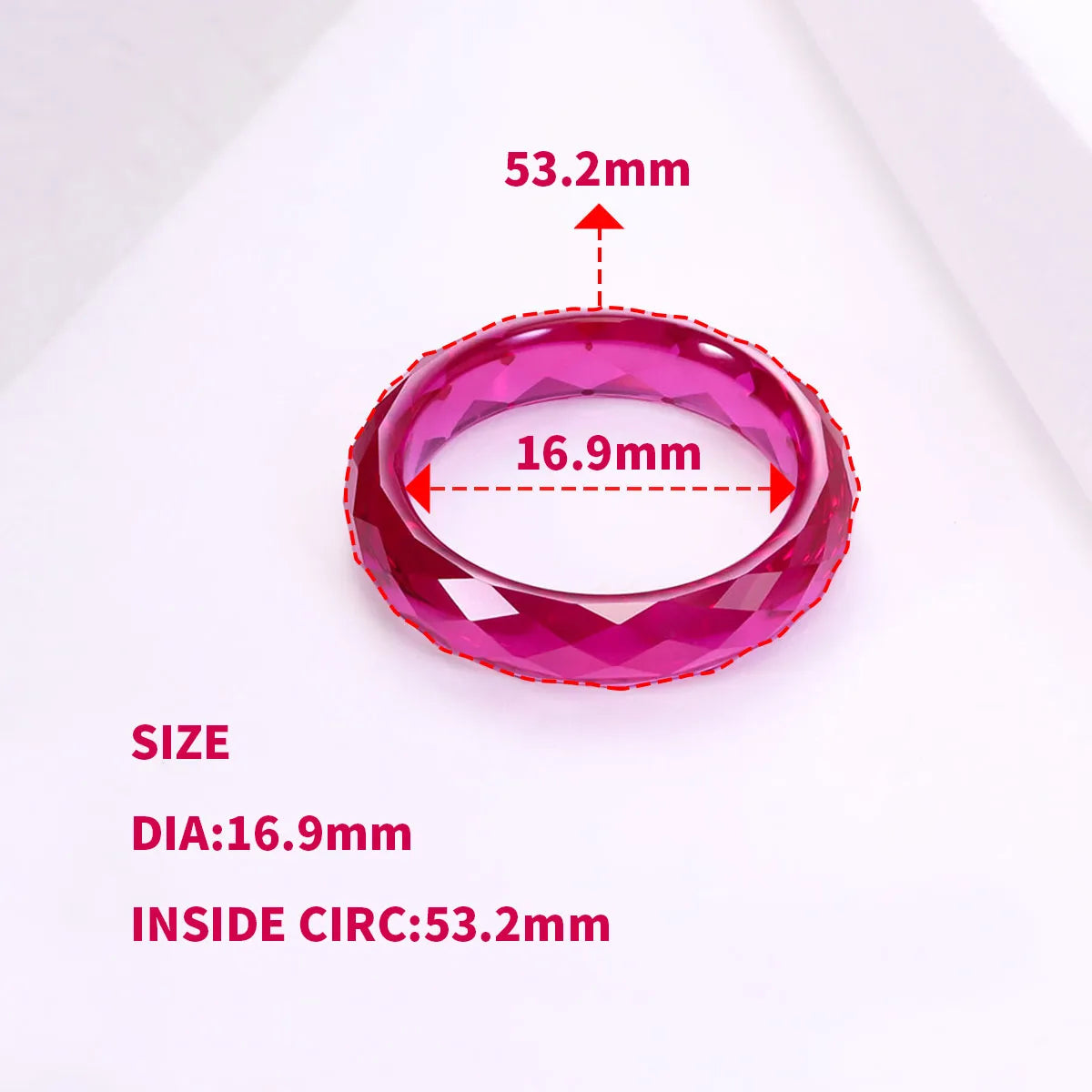 Solid Faceted Lab Grown Ruby Band Ring Customizable Unisex Finger Jewelry For Men Women