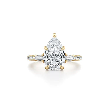 2CT Three Stone Moissanite Ring Women | 18K Gold Plated S925 Silver Luxury Engagement Ring