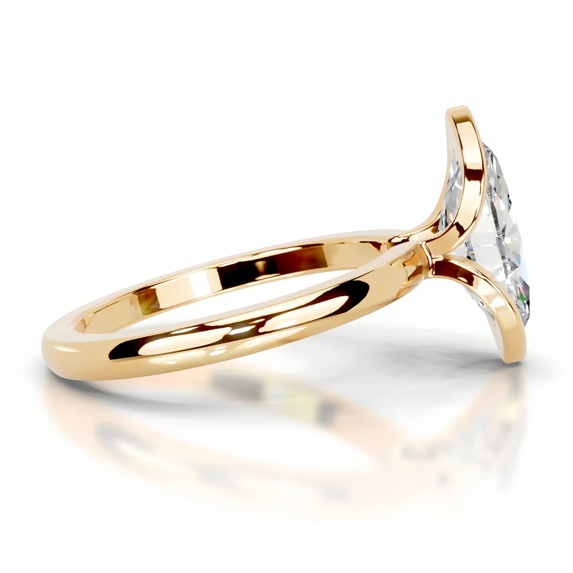 18K Gold Plated S925 Silver Half Bezel D Color 2CT Moissanite Wedding Ring