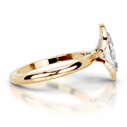 18K Gold Plated S925 Silver Half Bezel D Color 2CT Moissanite Wedding Ring