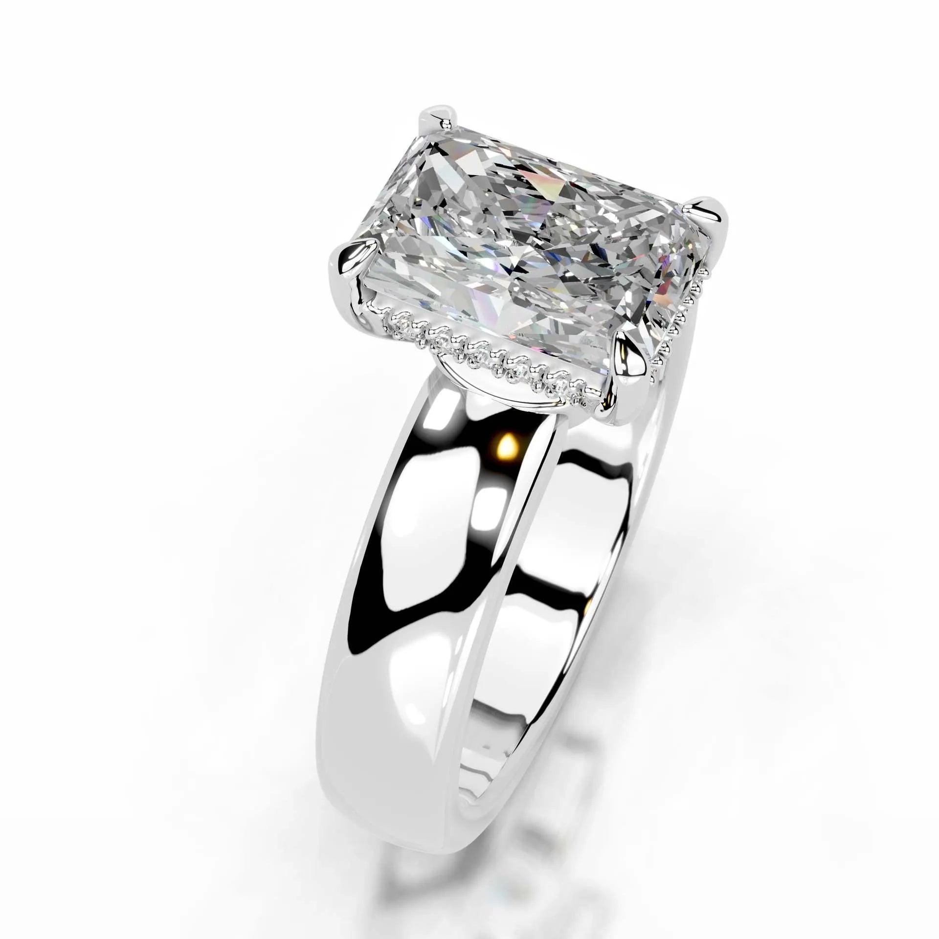 Luxury Wide Band 2CT Moissanite Wedding Ring| S925 Sterling Silver Plated 18K Gold Elegant Daily Jewelry