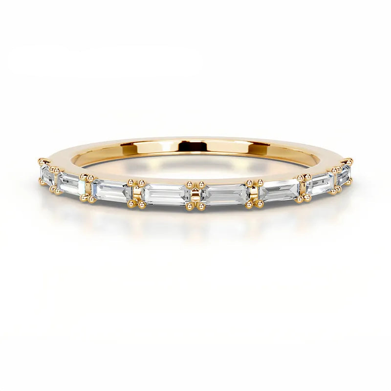 Hot Selling Elegant Stackable Band Ring Set | Niche Light Luxury Fashion Gold Plated S925 Sterling Silver Moissanite Rings