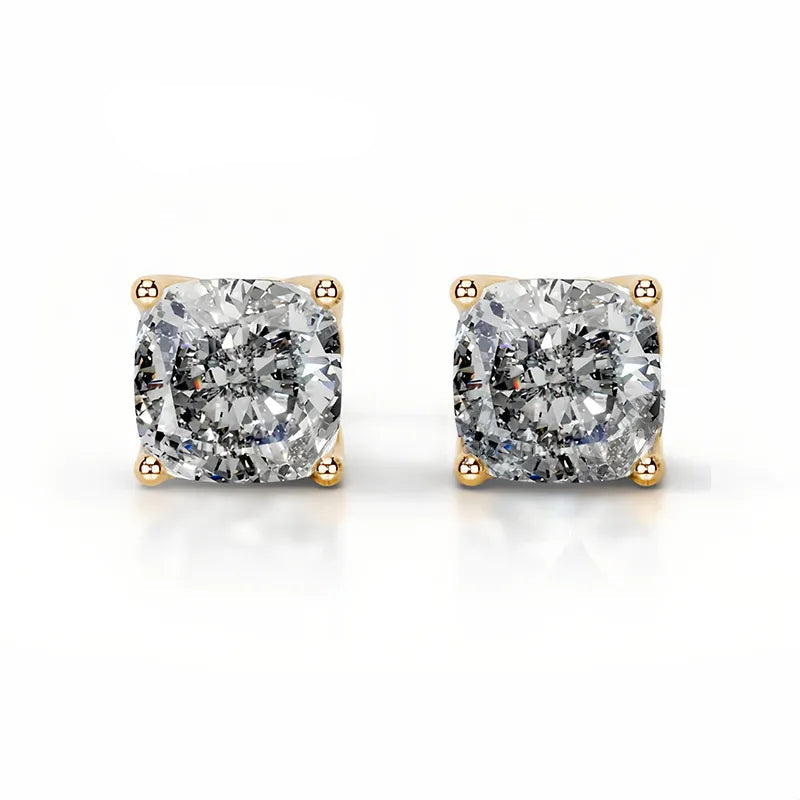 1CT Moissanite Stud Earrings | Tulip Four-Prong S925 Silver 18K Gold Plated