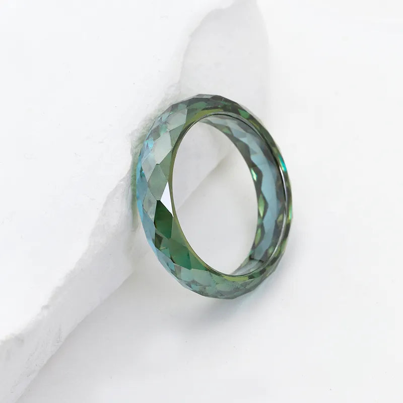 Multi-Color Faceted Moissanite Ring White & Green Moissanite Fashion Band| Customizable Gemstone Jewelry For Men Women