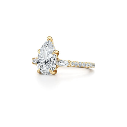 2CT Three Stone Moissanite Ring Women | 18K Gold Plated S925 Silver Luxury Engagement Ring