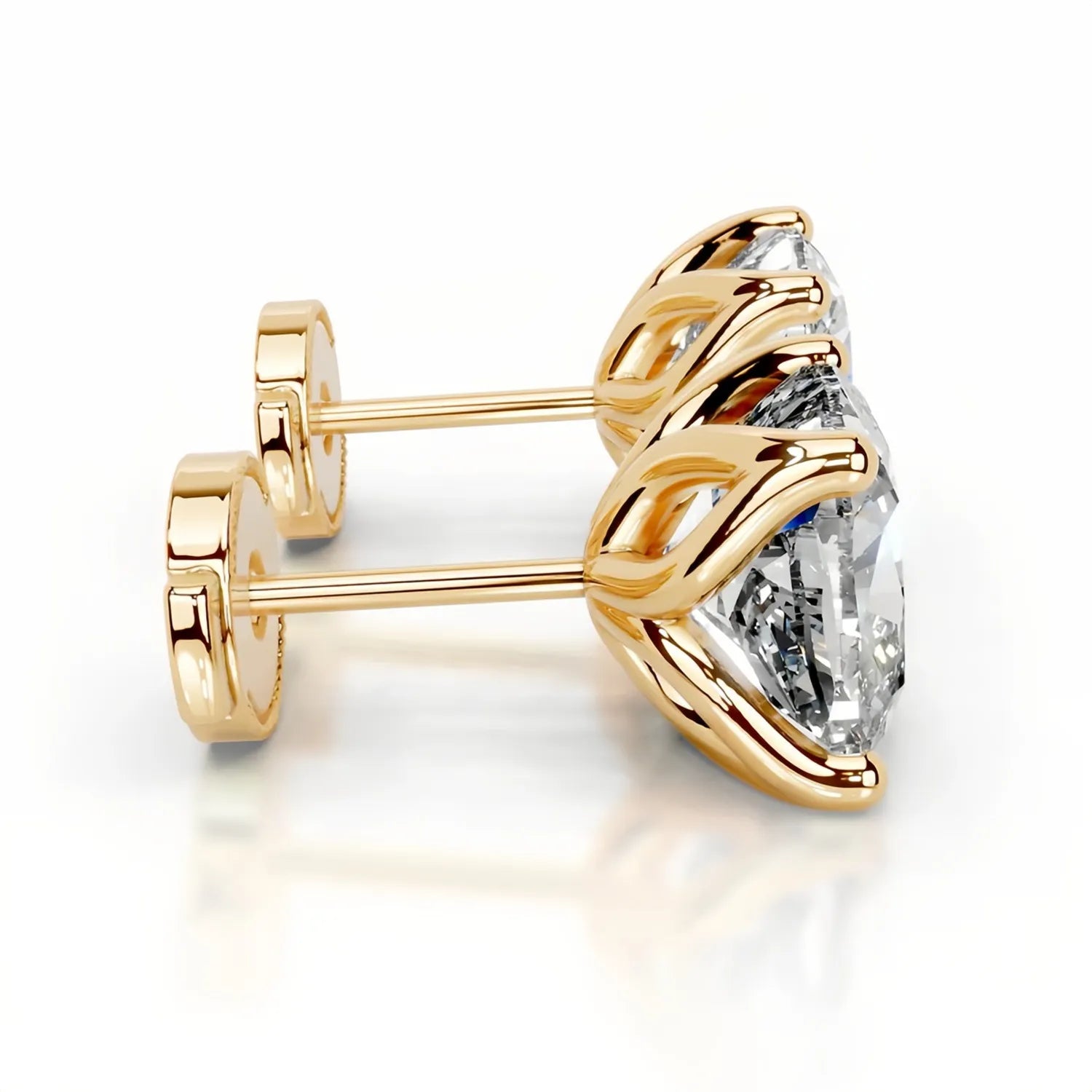 1CT Moissanite Stud Earrings | Tulip Four-Prong S925 Silver 18K Gold Plated