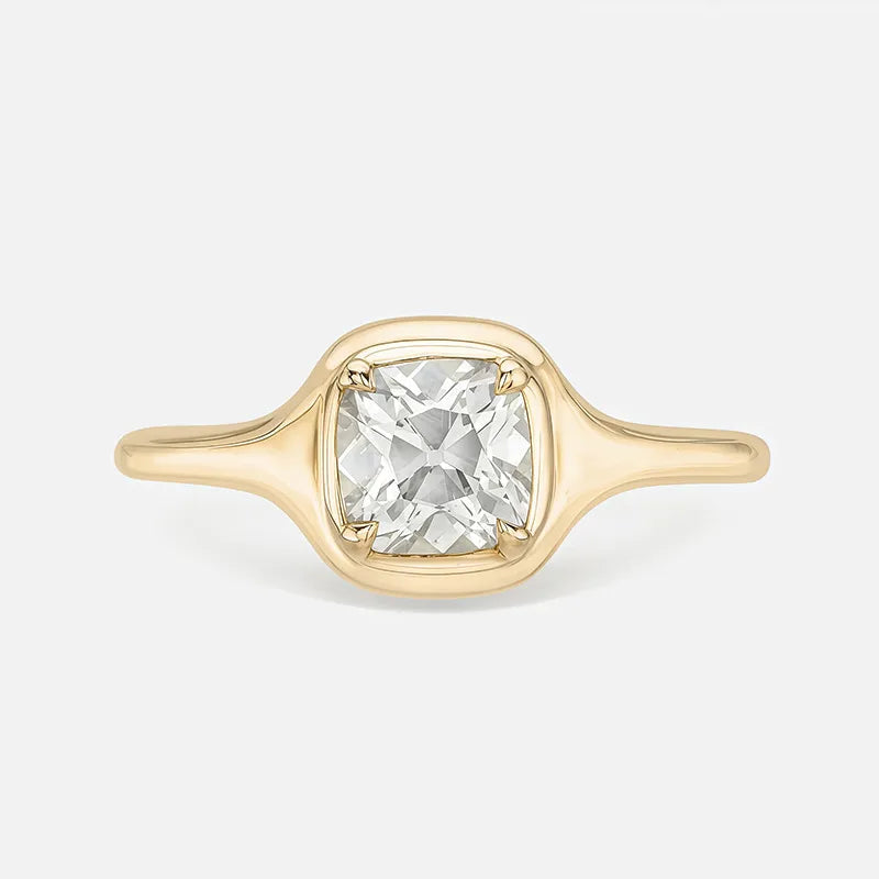 Bestseller 1~2CT Bezel Set Moissanite Wedding Ring, 18K Gold Plated S925 Silver