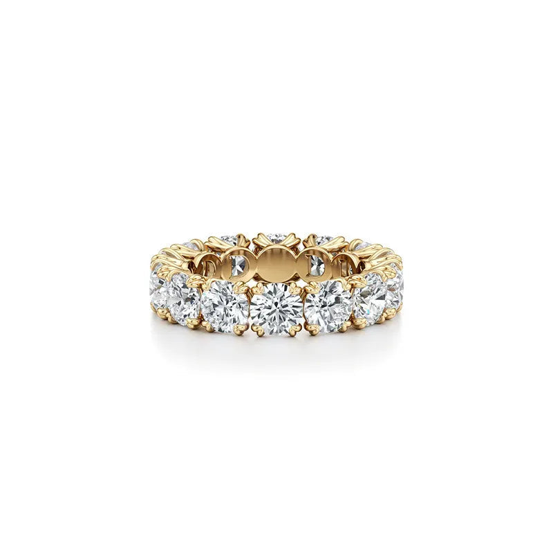 10pt 15pt 30pt 50pt Full Pave Stackable Band Ring|Light Luxury Dainty S925 Sterling Silver Moissanite Ring