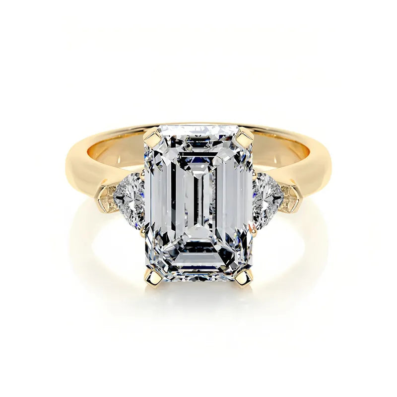 Luxury Large Carat Three Stone Moissanite Wedding Ring