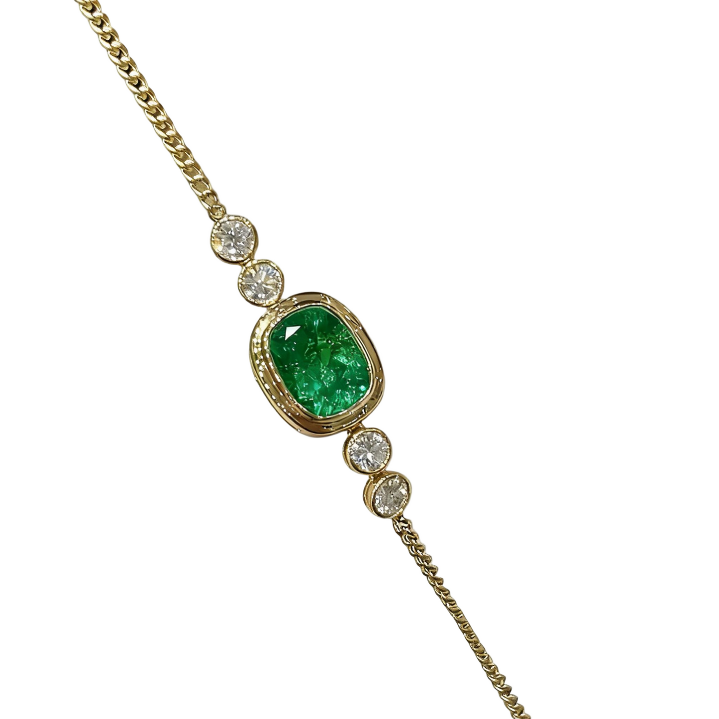14K Gold 1.85ct Lab Grown Emerald Bracelet