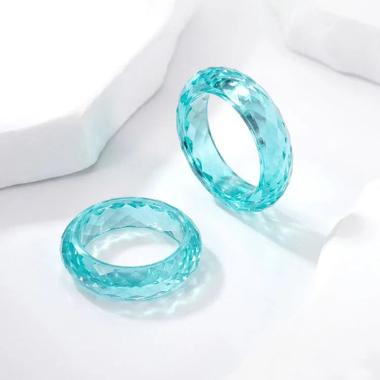 Solid Faceted Lab Grown Paraiba Band Ring All-Gem Zero Metal Fashion Ring| Customizable Unisex Finger Jewelry for Men & Women