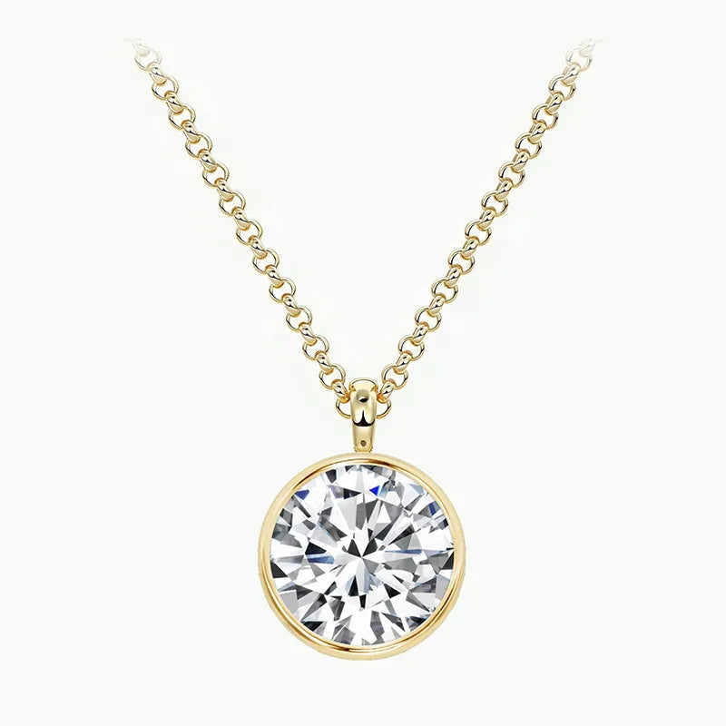Luxury Dainty 1/2/3CT Full Bezel Moissanite Clavicle Necklace | S925 Silver With 18K Gold Plated