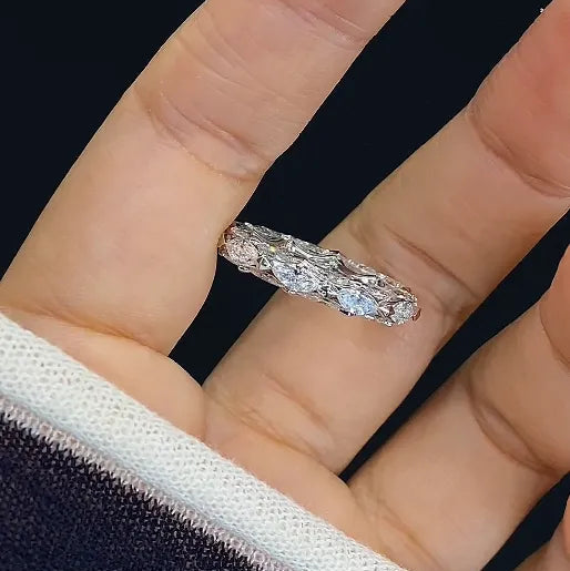 18K Solid Gold Full‑Eternity Marquise Lab‑Grown Diamond Ring