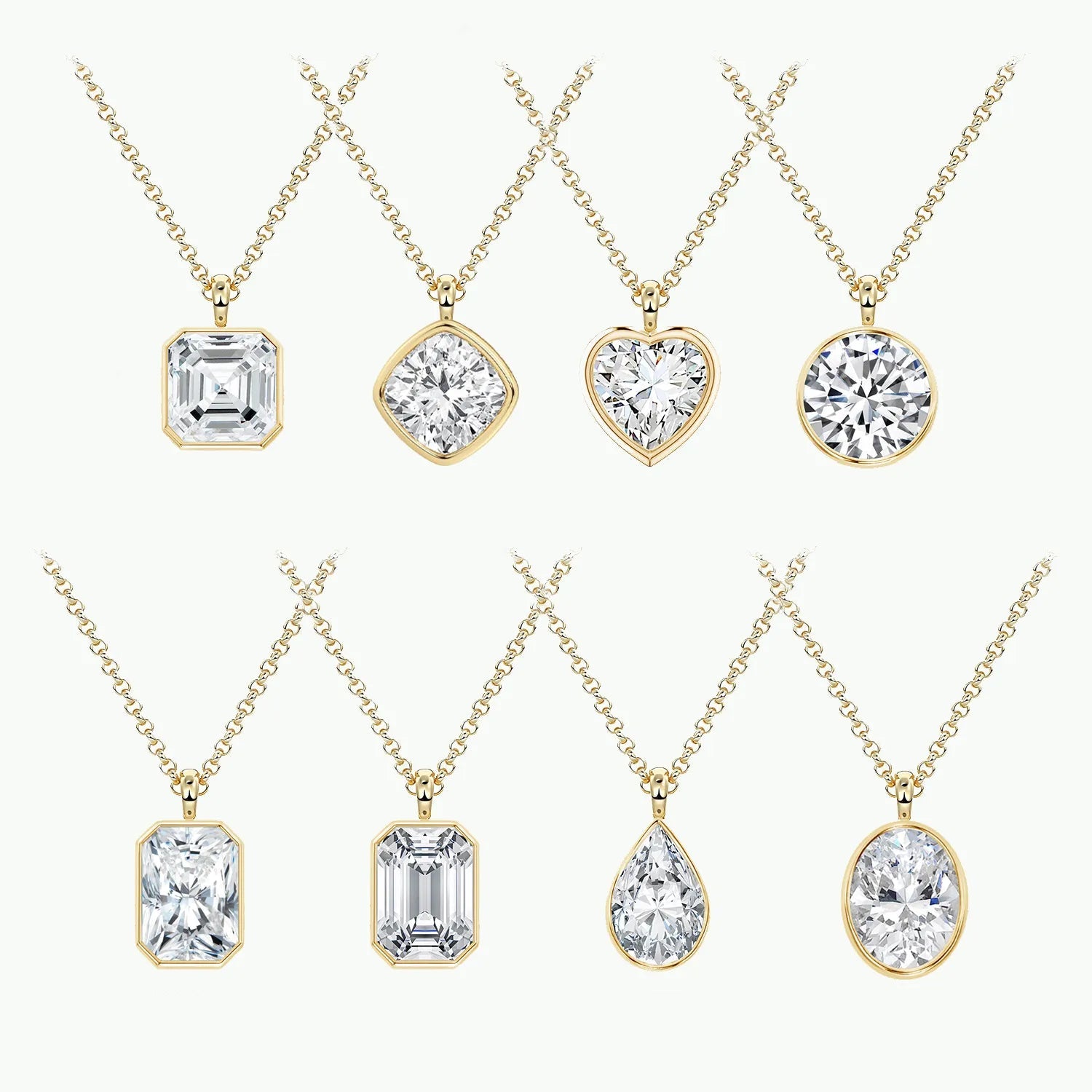 Luxury Dainty 1/2/3CT Full Bezel Moissanite Clavicle Necklace | S925 Silver With 18K Gold Plated