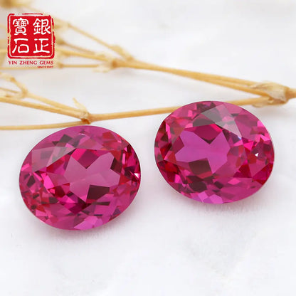 Flame Melted Lab Grown Rubellite Oval Shape