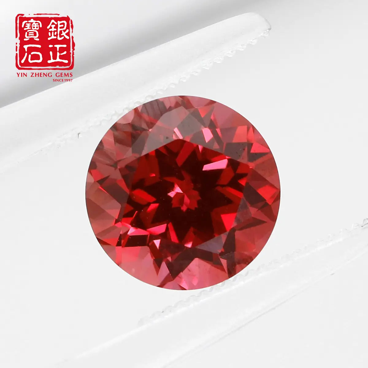 Flame Melted Sunset Color Synthetic Lab Paparacha Round