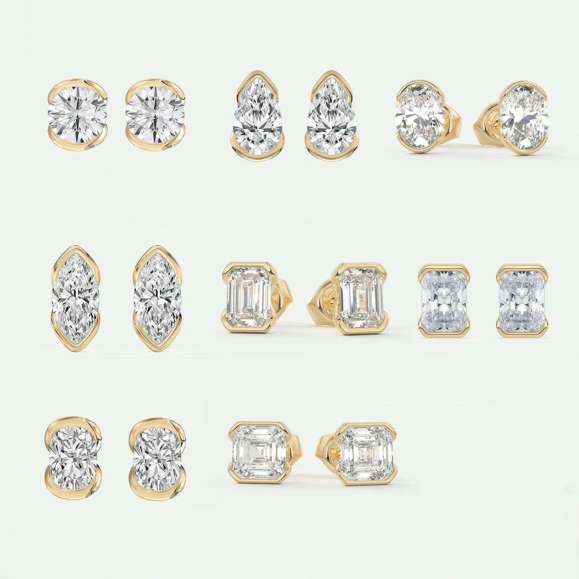 Dainty Versatile 2CT Moissanite Stud Earrings for Women |S925 Sterling Silver With 18K Gold Plated