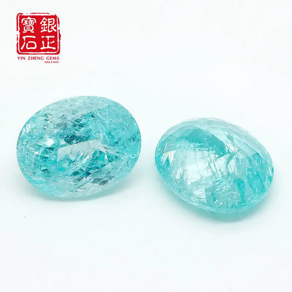 Czochralski Lab Grown Crushed Ice Paraiba Ova Shape