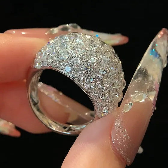 18K Gold Rose‑Cut Lab Grown Diamond Ring D Color Large Carat