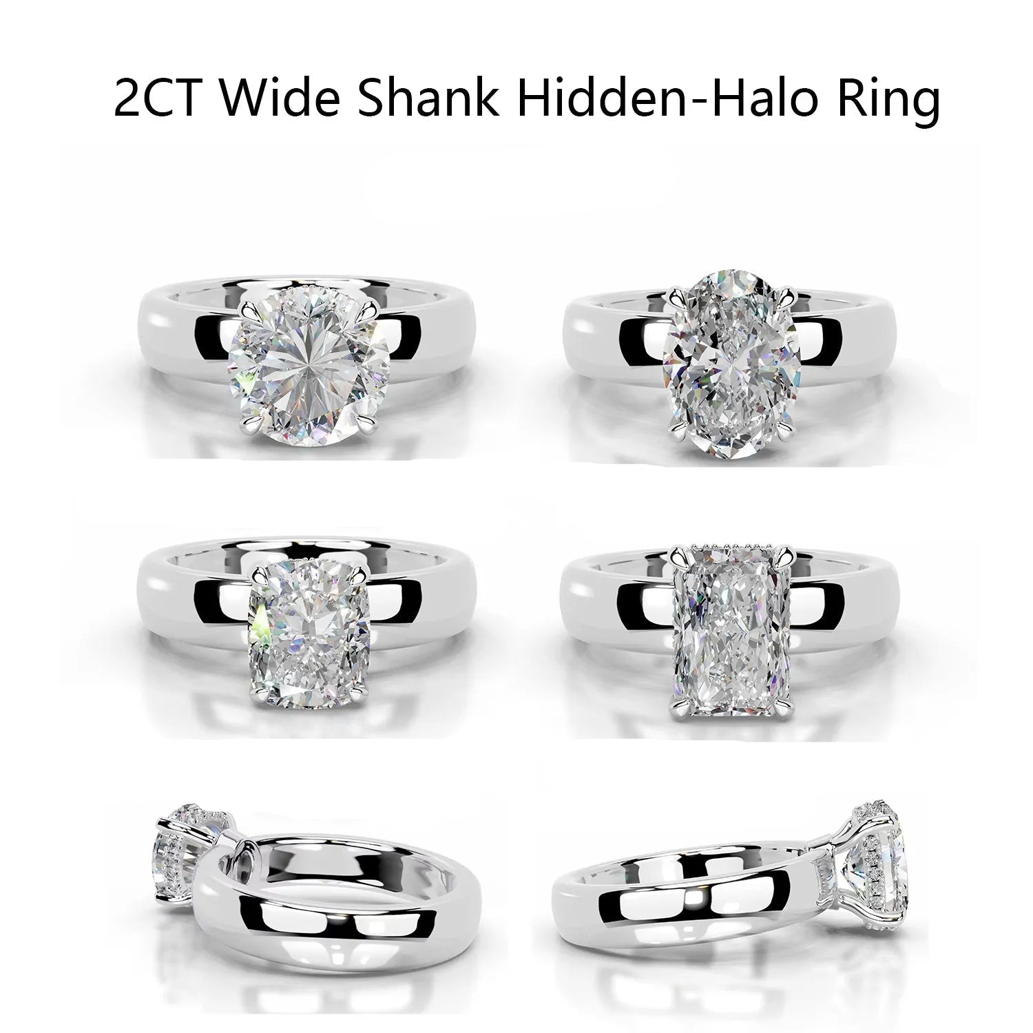 Luxury Wide Band 2CT Moissanite Wedding Ring| S925 Sterling Silver Plated 18K Gold Elegant Daily Jewelry