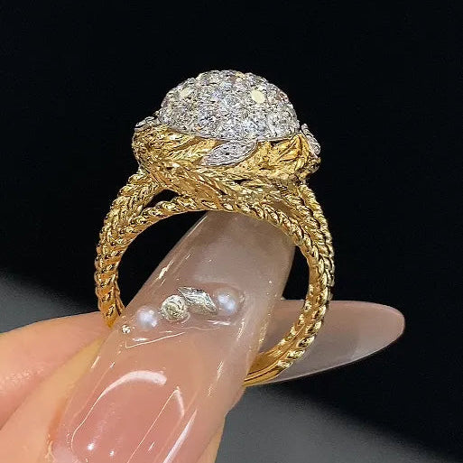18K Gold Lab Grown Diamond Vintage Bouquet Ring
