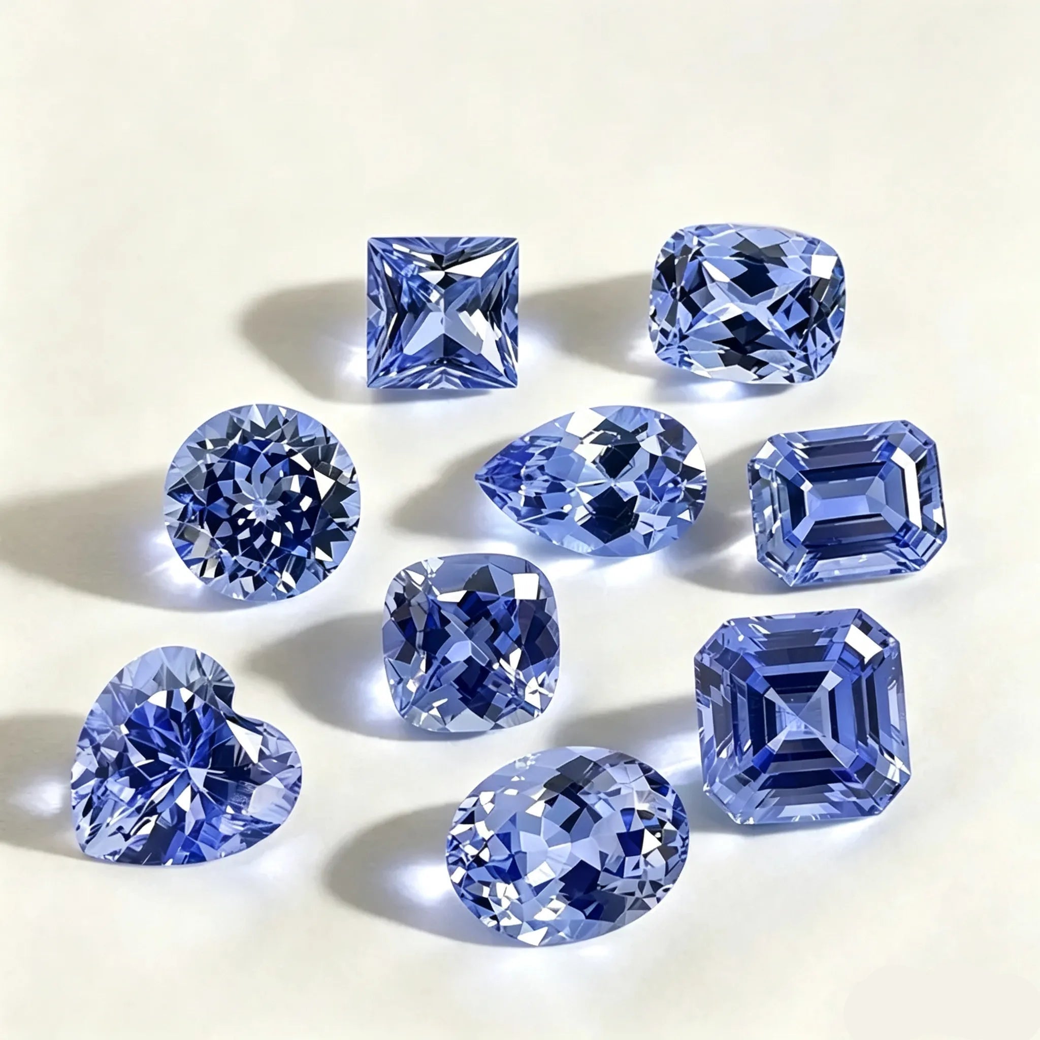 5A Lab Grown Cornflower Blue Sapphire Mixed Shapes Assortment